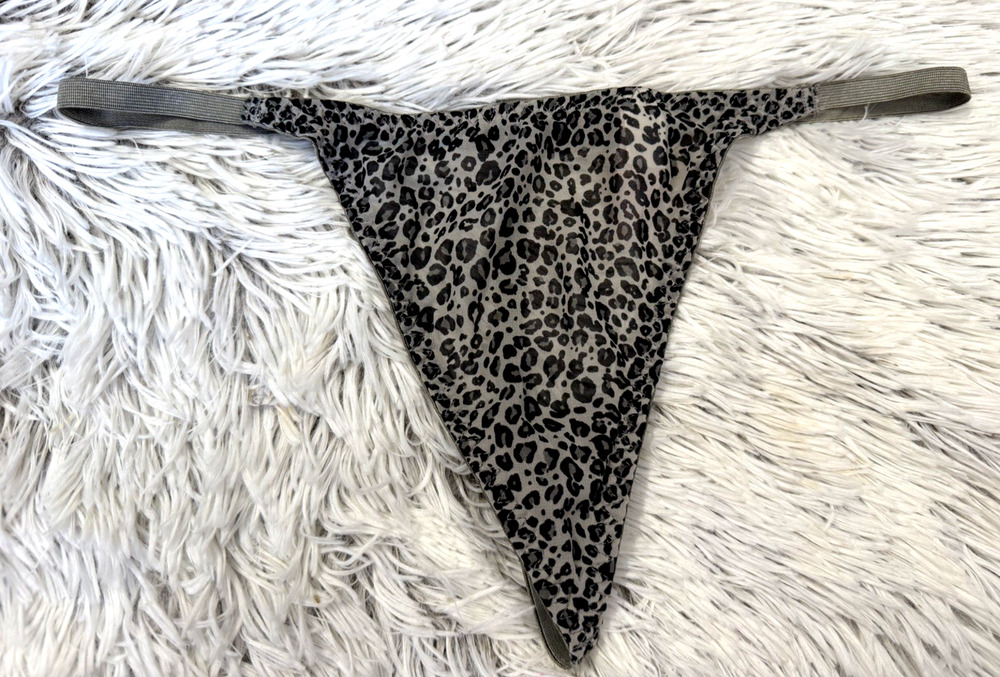 Vintage Inner Secrets M Panties Lingerie Gray Black Animal Print String Thong